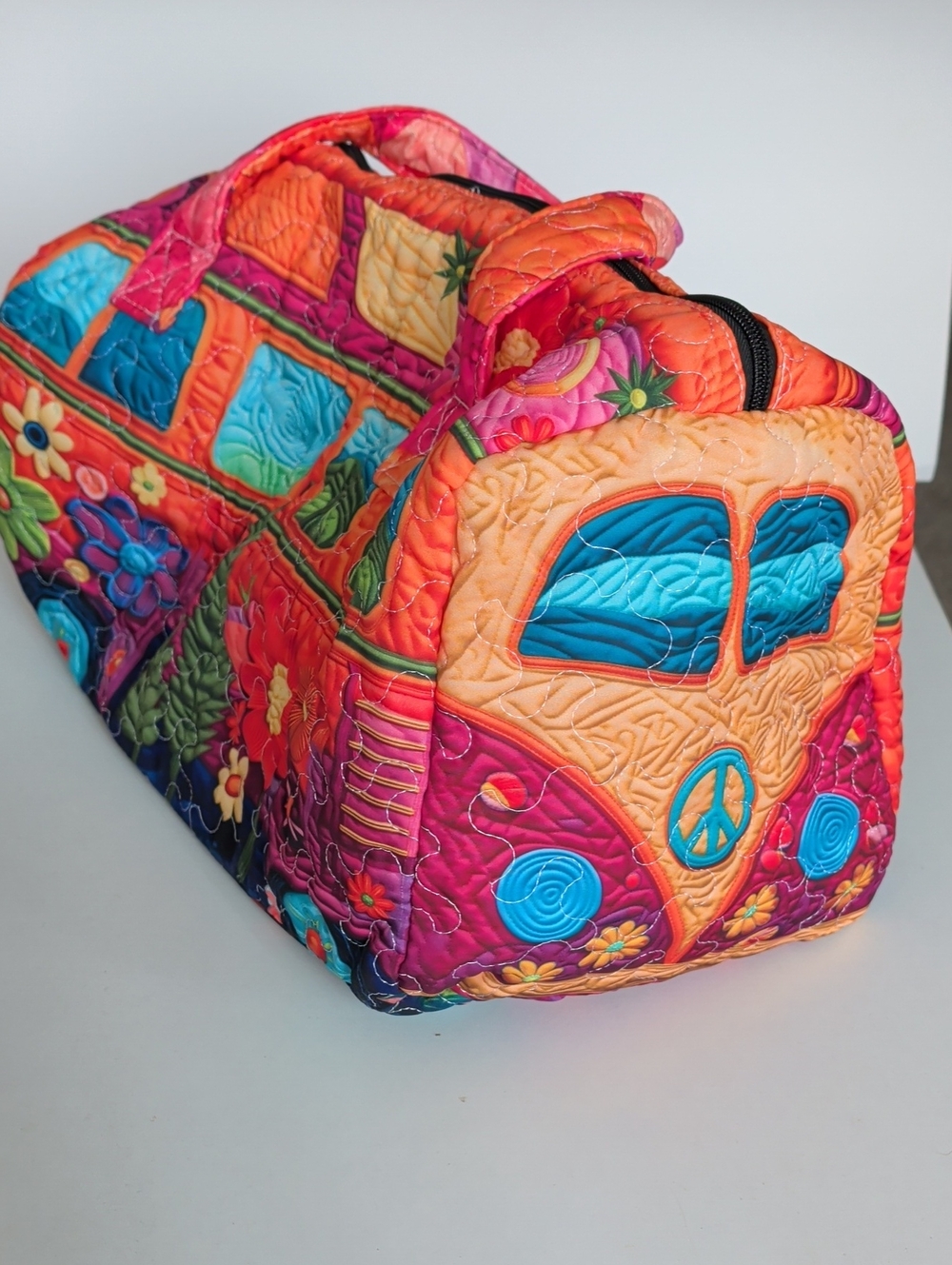 Quilted Colorful Hippie Van Travel Duffle Bag - Multi